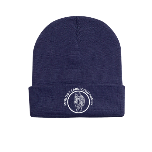 Merlod Y Carneddau Ponies - Navy Heavyweight Cuffed Beanie