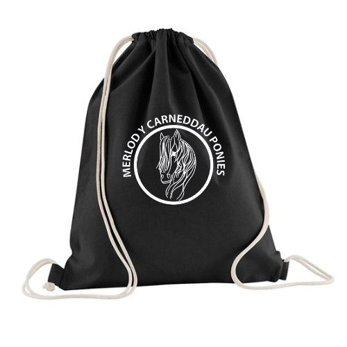 Merlod Y Carneddau Ponies - Black Drawstring Bag