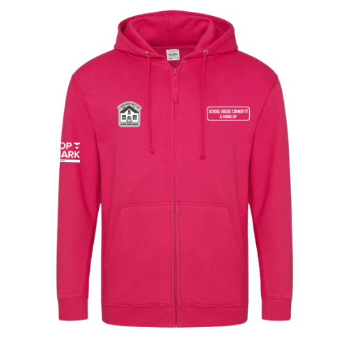 School House - Hot Pink Full Zip Hoodie